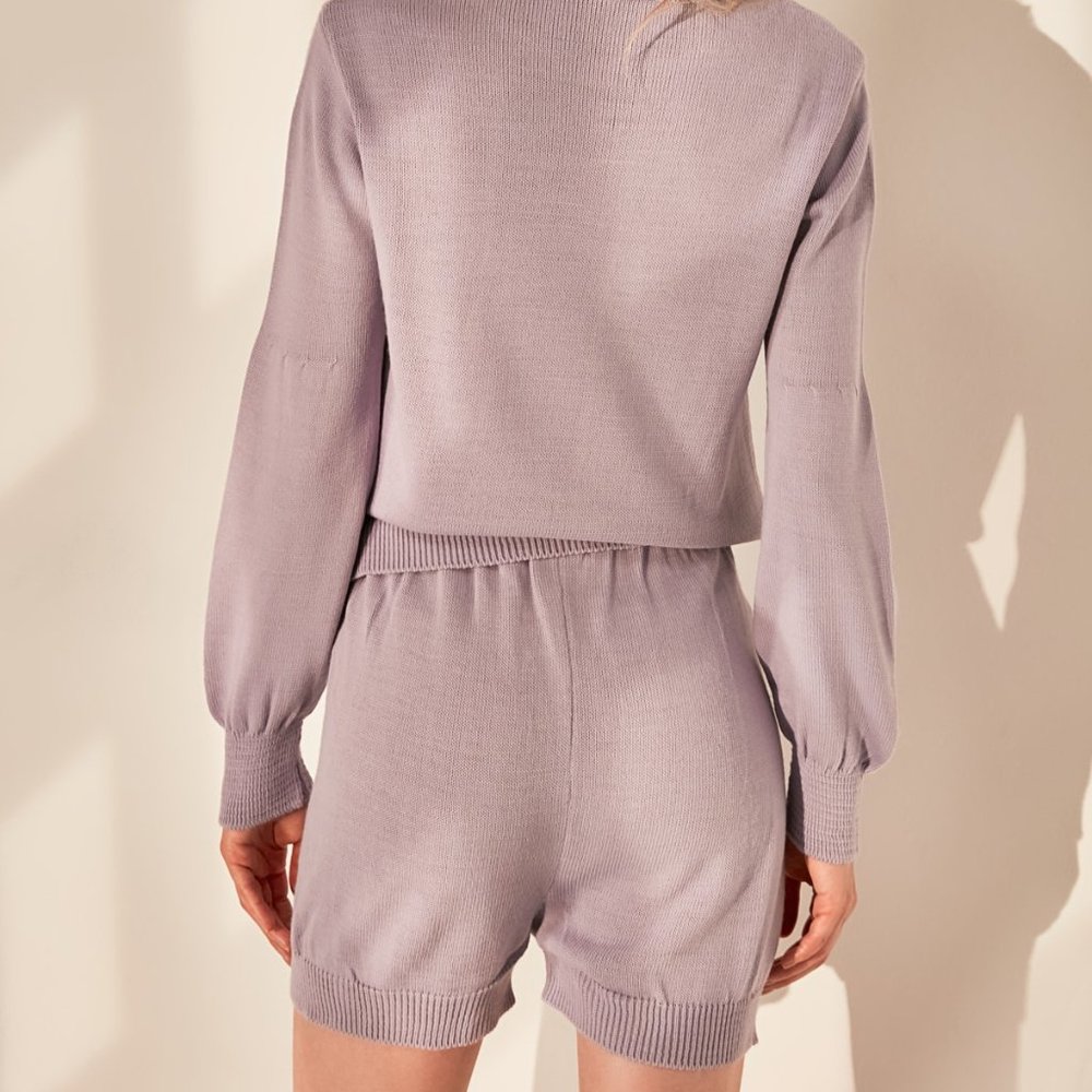 NWT 2 Piece Knitwear Lilac Sweater Short Set Small - Picture 4 of 11